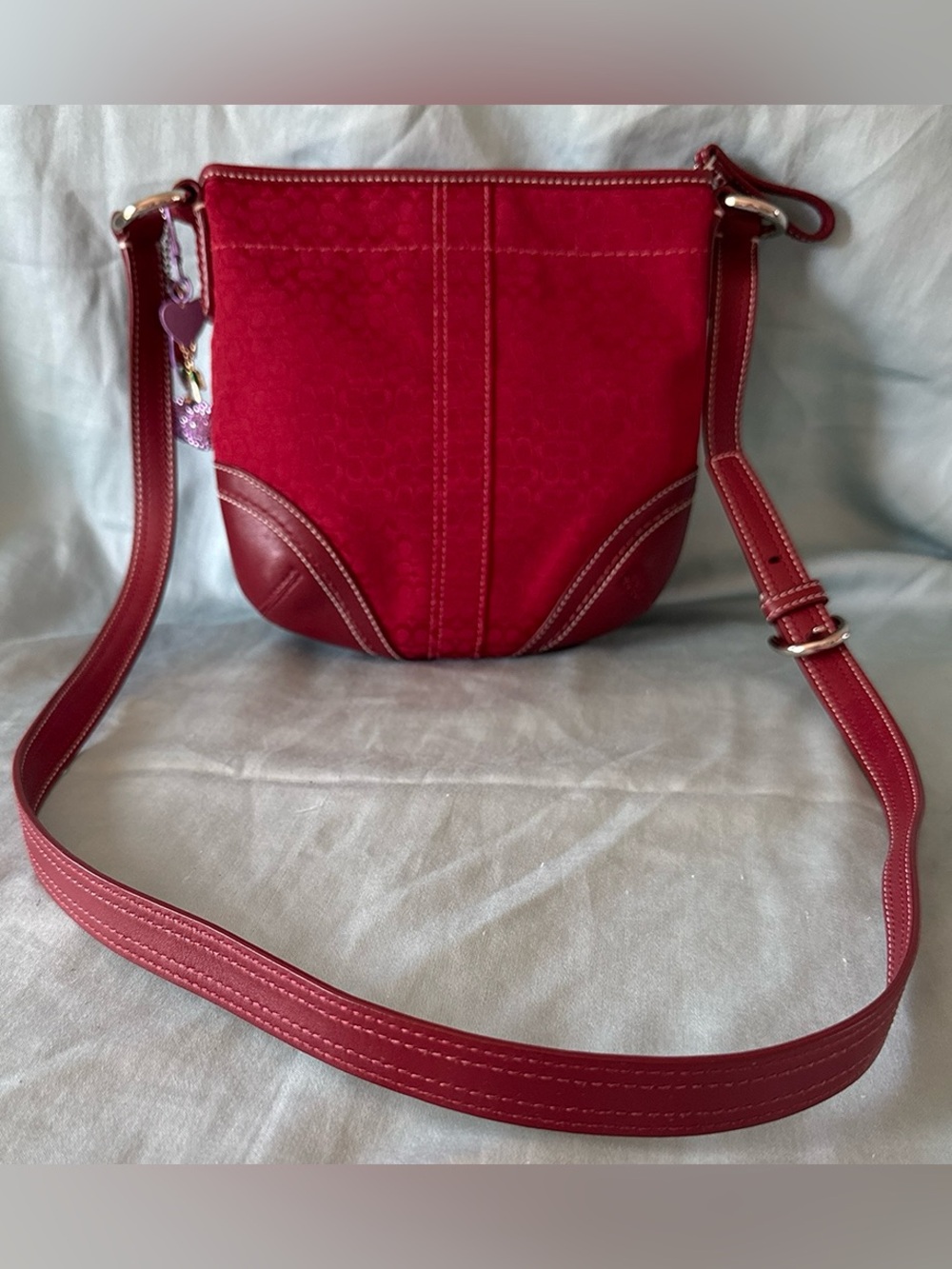 Coach Mini Soho Vintage Y2K Cherry Red Canvas Signature Monogram Crossbody - Picture 2 of 8